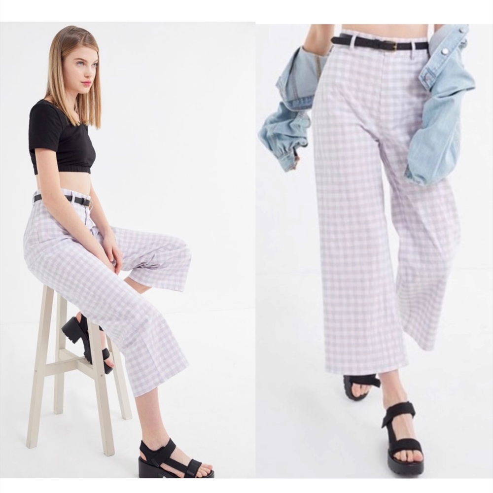 Urban Outfitters Lilac Plaid Cropped Pants